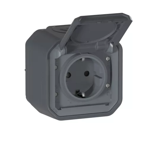 Legrand Plexo 55 069784L dugalj 2P+F csapófedéllel, 16 A, IP55, antracit