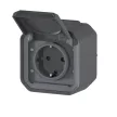Legrand Plexo 55 069784L vízmentes IP55 csatlakozóaljzat (dugalj) 2P+F csapófedéllel, antracit burkolattal, elektromos kerékpárok töltéséhez, kerettel, csapófedéllel, falon kívüli ( összeszerelt ), 16A 250V, Legrand 069784L