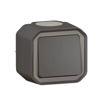   Legrand Plexo 55 069790L vízmentes IP55 egypólusú nyomó (N101), antracit burkolattal, kerettel, falon kívüli ( összeszerelt ), 10A 250V, Legrand 069790L