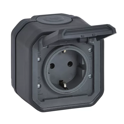Legrand Plexo 55 069799L dugalj 2P+F csapófedéllel, 16 A, IP55, antracit