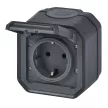 Legrand Plexo 55 069799L vízmentes IP55 csatlakozóaljzat (dugalj) 2P+F csapófedéllel, antracit burkolattal, rugós vezetékbekötéssel, kerettel, csapófedéllel, falon kívüli ( összeszerelt ), 16A 250V, Legrand 069799L