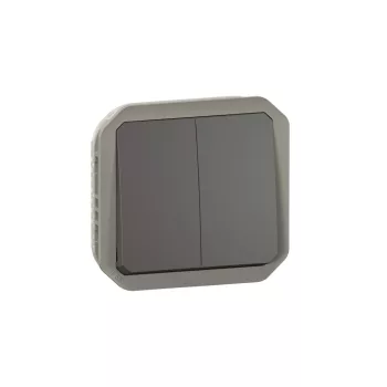   Legrand Plexo 55 069805L vízmentes IP55 dupla váltóérintkezős kapcsoló (106+6), antracit burkolattal, kerettel, süllyesztett kivitel ( összeszerelt ), 10A 250V, Legrand 069805L