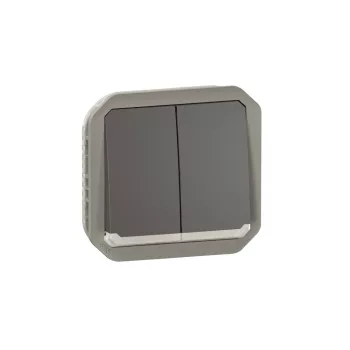   Legrand Plexo 55 069806L vízmentes IP55 dupla váltóérintkezős kapcsoló (106+6), antracit burkolattal, kerettel, jelzőfénnyel , süllyesztett kivitel ( összeszerelt ), 10A 250V, Legrand 069806L