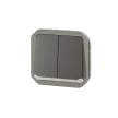 Legrand Plexo 55 069806L vízmentes IP55 dupla váltóérintkezős kapcsoló (106+6), antracit burkolattal, kerettel, jelzőfénnyel , süllyesztett kivitel ( összeszerelt ), 10A 250V, Legrand 069806L