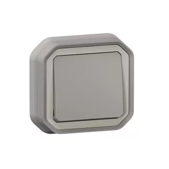   Legrand Plexo 55 069811L vízmentes IP55 váltókapcsoló (106), szürke burkolattal, kerettel, süllyesztett kivitel ( összeszerelt ), 10A 250V, Legrand 069811L