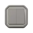 Legrand Plexo 55 069815L vízmentes IP55 dupla váltóérintkezős kapcsoló (106+6), szürke burkolattal, kerettel, süllyesztett kivitel ( összeszerelt ), 10A 250V, Legrand 069815L