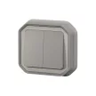 Legrand Plexo 55 069815L vízmentes IP55 dupla váltóérintkezős kapcsoló (106+6), szürke burkolattal, kerettel, süllyesztett kivitel ( összeszerelt ), 10A 250V, Legrand 069815L