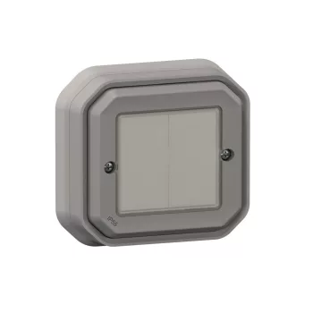   Legrand Plexo 55 069819L vízmentes IP55 Netatmo okos vezeték nélküli kettős kapcsoló, szürke burkolattal, kerettel, süllyesztett kivitel ( összeszerelt ), Legrand 069819L
