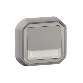   Legrand Plexo 55 069824L vízmentes IP55 váltóérintkezős nyomó (106), szürke burkolattal, kerettel, jelzőfénnyel , süllyesztett kivitel ( összeszerelt ), 10A 250V, Legrand 069824L