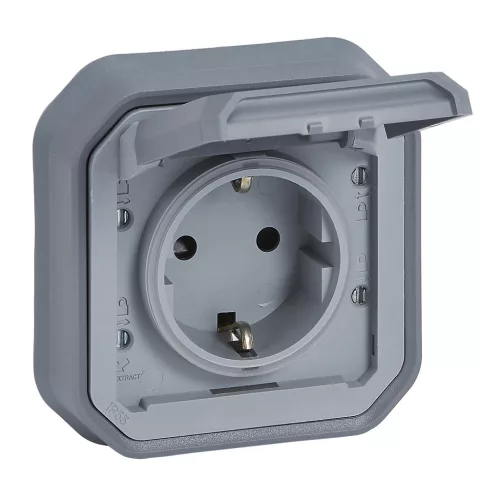 Legrand Plexo 55 069834L dugalj 2P+F csapófedéllel, 16 A, IP55, szürke