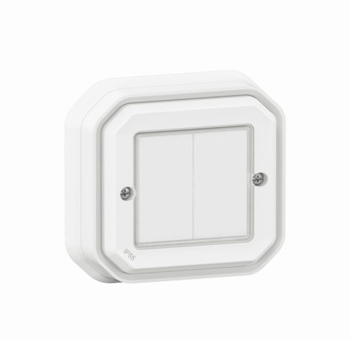 Legrand Plexo 55 069835L vízmentes IP55 Netatmo okos vezeték nélküli kettős kapcsoló, fehér burkolattal, kerettel, süllyesztett kivitel ( összeszerelt ), Legrand 069835L