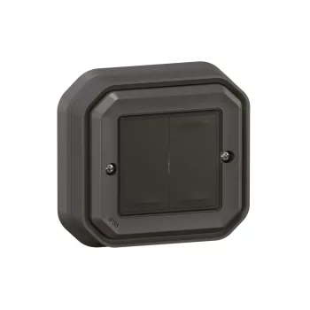   Legrand Plexo 55 069836L vízmentes IP55 Netatmo okos vezeték nélküli kettős kapcsoló, antracit burkolattal, kerettel, süllyesztett kivitel ( összeszerelt ), Legrand 069836L