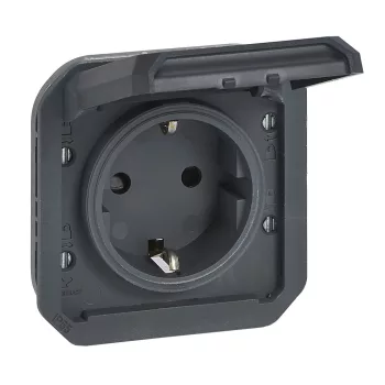 Legrand Plexo 55 069839L dugalj 2P+F csapófedéllel, 16 A, IP55, antracit, süllyesztett