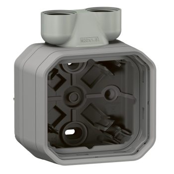   Legrand Plexo 55 069846L vízmentes IP55 falon kívüli 1-es doboz 2 bemenettel, ISO20 tömszelencével,, szürke színben, Legrand 069846L