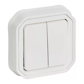   Legrand Plexo 55 069855L vízmentes IP55 dupla váltóérintkezős kapcsoló (106+6), fehér burkolattal, kerettel, süllyesztett kivitel ( összeszerelt ), 10A 250V, Legrand 069855L