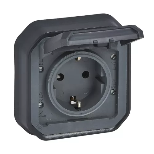 Legrand Plexo 55 069859L dugalj 2P+F csapófedéllel, 16 A, IP55, antracit