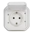 Legrand Plexo 55 069868L vízmentes IP55 csatlakozóaljzat (dugalj) 2P+F csapófedéllel, fehér burkolattal, csavaros vezetékbekötéssel, kerettel, csapófedéllel, süllyesztett kivitel ( összeszerelt ), 16A 250V, Legrand 069868L