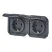Legrand Plexo 55 069879L kettős dugalj csapófedéllel, 16 A, IP55, antracit, süllyesztett