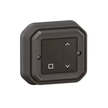   Legrand Plexo 55 069883L vízmentes IP55 Netatmo okos vezeték nélküli redőny/zsaluzia kapcsoló, antracit burkolattal, kerettel, süllyesztett kivitel ( összeszerelt ), Legrand 069883L