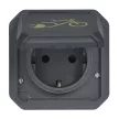 Legrand Plexo 55 069886L vízmentes IP55 csatlakozóaljzat (dugalj) 2P+F csapófedéllel, antracit burkolattal, elektromos kerékpárok töltéséhez, kerettel, csapófedéllel, süllyesztett kivitel ( összeszerelt ), 16A 250V, Legrand 069886L