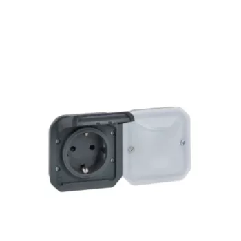   Legrand Plexo 55 069897L vízmentes IP55 Netatmo okos csatlakozóaljzat 2P+F (végrehajtó), antracit burkolattal, kerettel, süllyesztett kivitel ( összeszerelt ), 16A 250V, Legrand 069897L