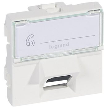   Legrand 076505 Program Mosaic RJ 45 informatikai csatlakozóaljzat, 1 x RJ 45 árnyékolt (FTP) Cat.6, 2 modul széles, 45°-ban döntött aljzattal, fehér ( Legrand 076505 )