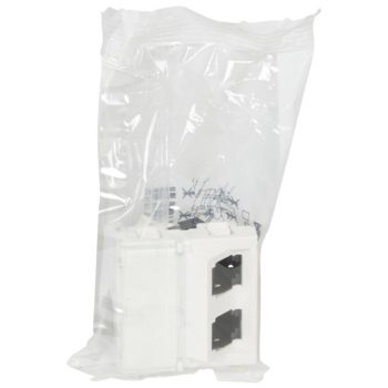   Legrand 076506 Program Mosaic RJ 45 informatikai csatlakozóaljzat, 2 x RJ 45 árnyékolt (FTP) Cat.6, 2 modul széles, 45°-ban döntött aljzattal, fehér ( Legrand 076506 )