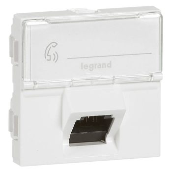   Legrand 076509 Program Mosaic RJ 45 informatikai csatlakozóaljzat, 1 x RJ 45 árnyékolatlan (UTP) Cat.6A, 2 modul széles, 45°-ban döntött aljzattal, fehér ( Legrand 076509 )
