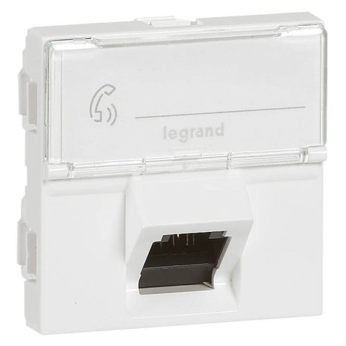 Legrand 076509 Program Mosaic RJ 45 informatikai csatlakozóaljzat, 1 x RJ 45 árnyékolatlan (UTP) Cat.6A, 2 modul széles, 45°-ban döntött aljzattal, fehér ( Legrand 076509 )