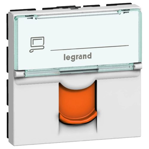 Legrand 076523 Program Mosaic RJ 45 informatikai csatlakozóaljzat, 1 x RJ 45 árnyékolt (FTP) Cat.6, 2 modul széles, narancssárga redőnnyel, fehér ( Legrand 076523 )