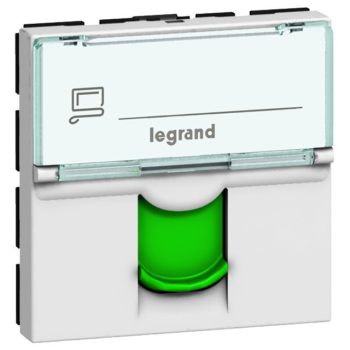   Legrand 076524 Program Mosaic LCS2 RJ45 aljzat Cat 6A STP, 2 modul, fehér, zöld redőnnyel ( Legrand 076524 )