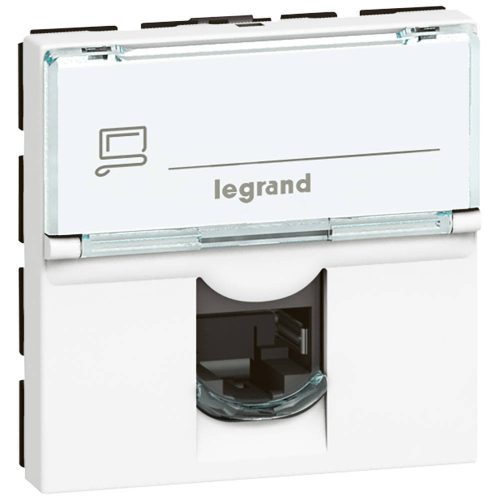 Legrand 076591 Program Mosaic RJ 45 informatikai csatlakozóaljzat, 1 x RJ 45 árnyékolatlan (UTP) Cat.6, 2 modul széles, 90°-ban elforgatott, energiaoszlophoz, fehér ( Legrand 076591 )
