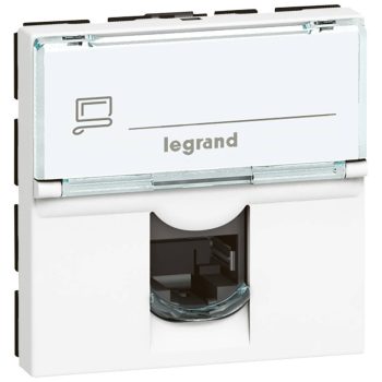   Legrand 076592 Program Mosaic RJ 45 informatikai csatlakozóaljzat, 1 x RJ 45 árnyékolt (FTP) Cat.6, 2 modul széles, 90°-ban elforgatott, energiaoszlophoz, fehér ( Legrand 076592 )