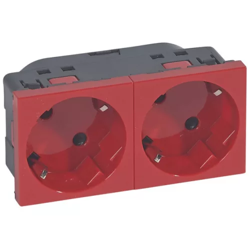 Legrand Program Mosaic 077272 kettős dugalj 2x2P+F, 16 A, IP40, piros