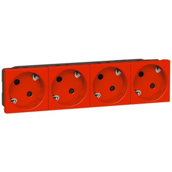   Legrand 077274 Program Mosaic 4x2P+F aljzat, sínezett, rugós, piros ( Legrand 077274 )