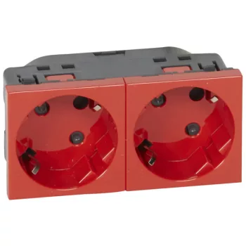 Legrand Program Mosaic 077281 kettős dugalj 2x2P+F, 16 A, IP40, piros