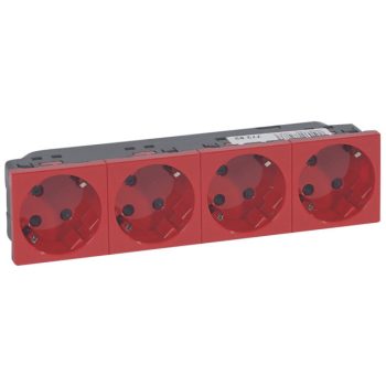   Legrand 077283 Program Mosaic 4x2P+F aljzat reteszelt, sínezett, rugós, piros ( Legrand 077283 )