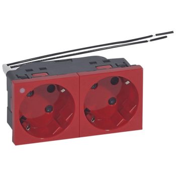   Legrand 077292 Program Mosaic 2x2P+F aljzat reteszelt, irányfénnyel, sínezett, rugós, piros ( Legrand 077292 )