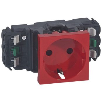   Legrand 077411 Program Mosaic 1x2P+F DLP aljzat, sínezett, rugós, piros ( Legrand 077411 )