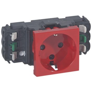   Legrand 077421 Program Mosaic 1x2P+F DLP aljzat reteszelt, sínezett, rugós, piros ( Legrand 077421 )