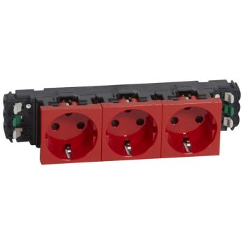   Legrand 077423 Program Mosaic 3x2P+F DLP aljzat reteszelt, sínezett, rugós, piros ( Legrand 077423 )