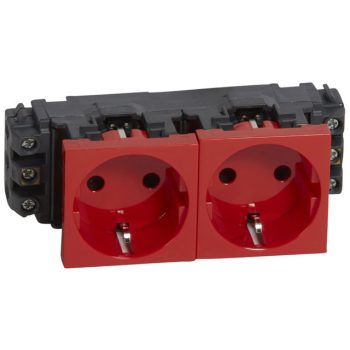   Legrand 077612 Program Mosaic 2x2P+F DLP aljzat, sínezett, csavaros, piros ( Legrand 077612 )