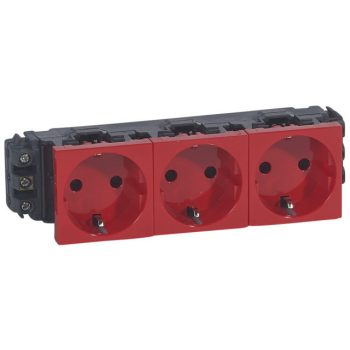   Legrand 077613 Program Mosaic 3x2P+F DLP aljzat, sínezett, csavaros, piros ( Legrand 077613 )