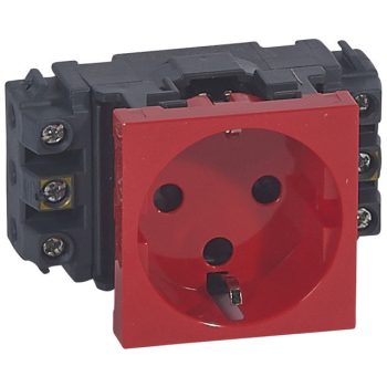   Legrand 077621 Program Mosaic 1x2P+F DLP aljzat reteszelt, sínezett, csavaros, piros ( Legrand 077621 )