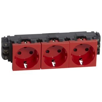   Legrand 077623 Program Mosaic 3x2P+F DLP aljzat reteszelt, sínezett, csavaros, piros ( Legrand 077623 )