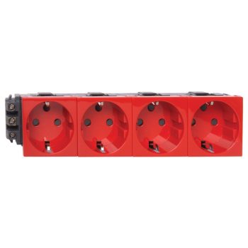   Legrand 077624 Program Mosaic 4x2P+F DLP aljzat reteszelt, sínezett, csavaros, piros ( Legrand 077624 )