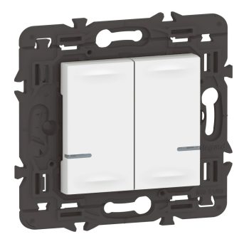   Legrand 077702LA Program Mosaic with Netatmo okos kettős kapcsoló (2x végrehajtó), nulla (N) vezető bekötéssel, keret nélkül, fehér  (Legrand 077702LA)