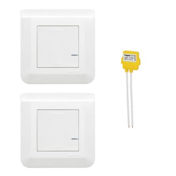   Legrand Netatmo 077732L Program Mosaic előre párosított váltókapcsolós szett 1 db okos egypólusú kapcsolóból (nulla mentes) és 1 db szimpla távvezérlő kapcsolóból álló készlet, két helyről történő világítás kapcsolásra alkalmas fehér