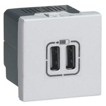  Legrand 079394 Program Mosaic kettős USB töltő aljzat, 1500 mA, 2 modulos, alumníium ( Legrand 079394 )