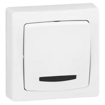   Legrand 086017 Oteo váltó- vagy egypólusú kapcsoló, fényjelzőssé alakítható billentyűvel, 10 AX - 250 V~, fehér RAL 9010 ( Legrand 086017 )